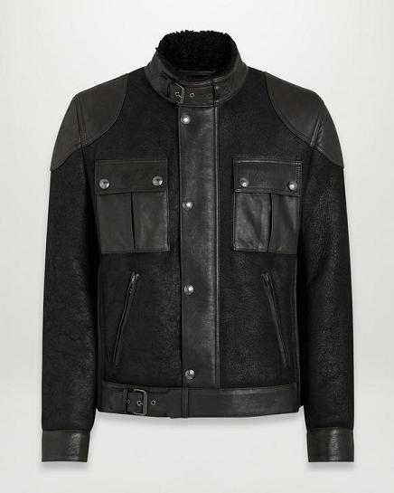 Veste En Peau De Mouton Belstaff Homme Gangster Noir Soldes CV8125374